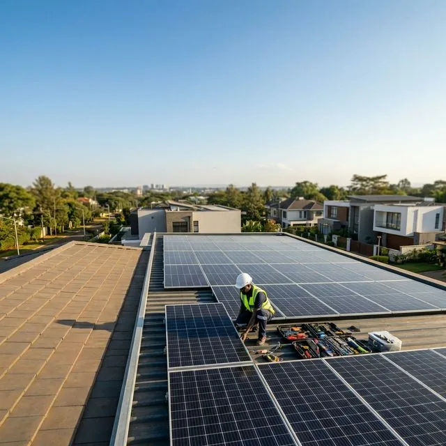 Rooftop solar PV installation on a modern home